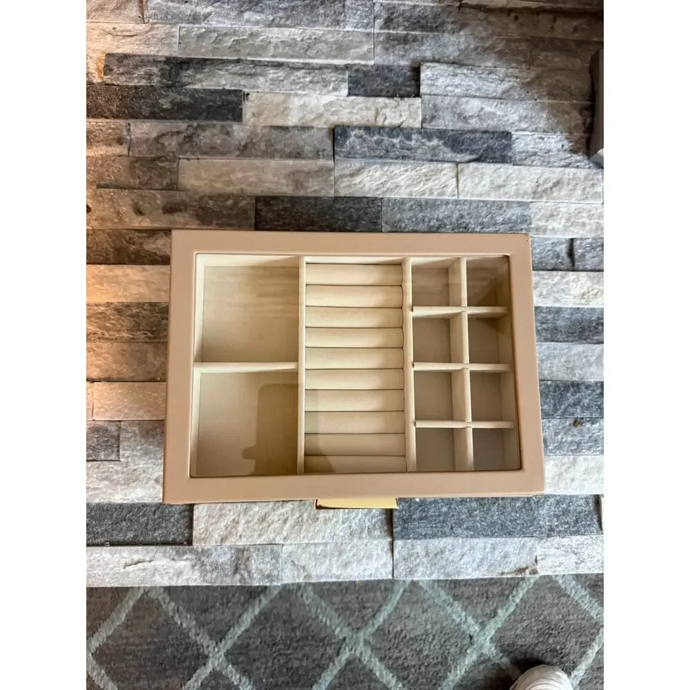 VLANDO Beauty Blooming Jewelry Box Organizer with Glass Lid & Drawers
